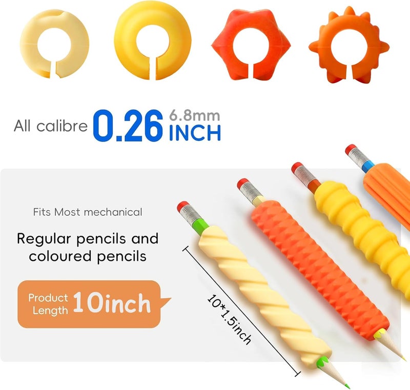 BTFSZ Pencil Grips, 4-Pack Textured Silicone Sleeves for Mechanical Pencils, Sensory Fidget ADHD Tool for Kids and Adults, Quiet Fidget Tools for Classroom Focus, Anxiety Relief (Yellow) - Image 5